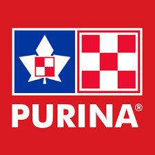 Purina logo on red background with blue-and-white checker and star emblems