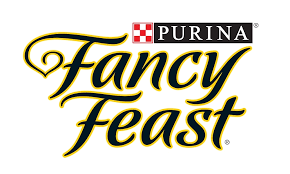 Purina Fancy Feast logo in black and gold with red checker accents