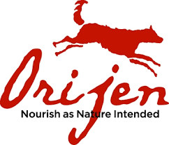 Ori Jen logo with red leaping animal and the slogan “Nourish as Nature Intended”