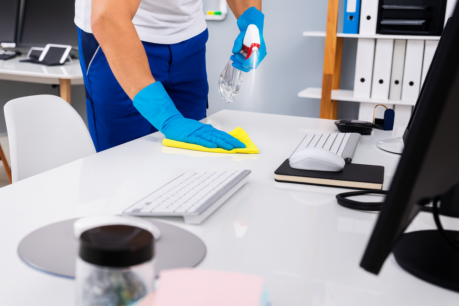 Periodieke schoonmaak van kantoorwerkplek door professioneel schoonmaakbedrijf