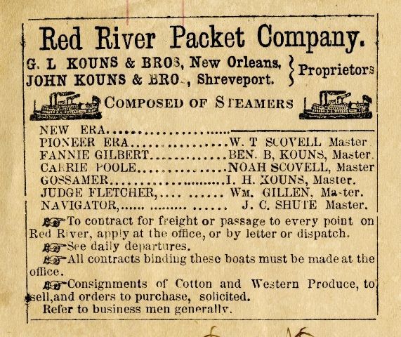 An old advertisement for the red river packet company