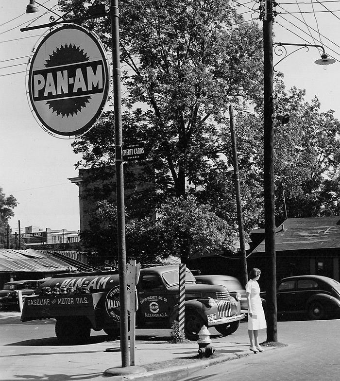 A black and white photo of a pan-am sign
