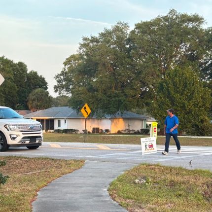 Person crossing the road