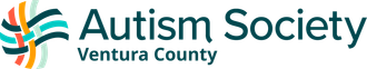 Autism Society Ventura County logo with multicolor abstract figure and teal text