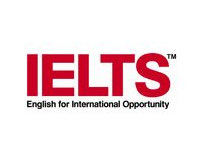 Logo IELTS in rosso con lo slogan