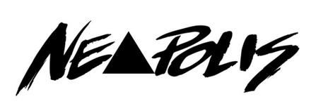 Logo stilizzato nero “NEO POLIS” con un triangolo al posto della O.
