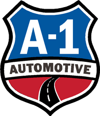A red white and blue logo for a-1 automotive