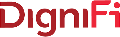 A red logo for dignifi on a white background