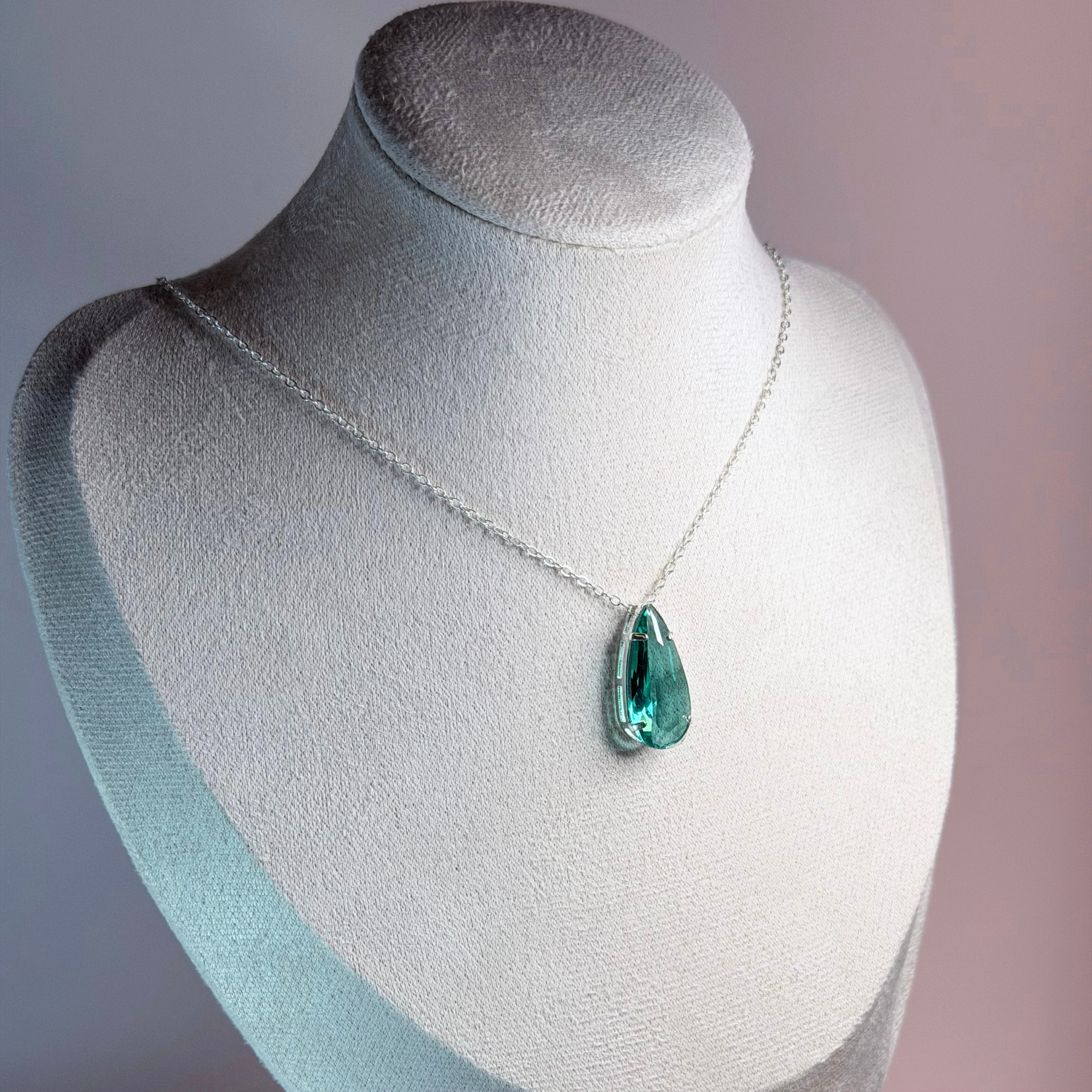 Prasiolite Teardrop Silver Necklace