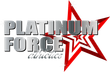 Platinum Force Athletics logo with gray text and a red star emblem