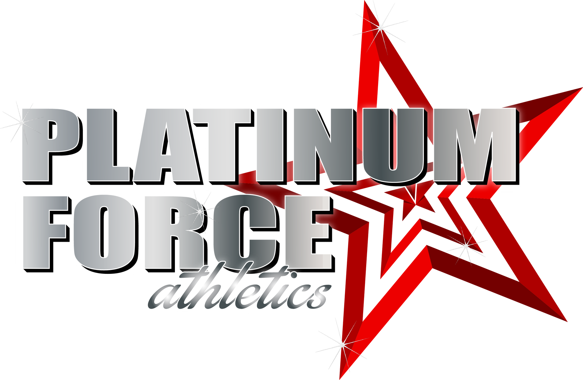 Platinum Force Athletics logo with gray text and a red star emblem