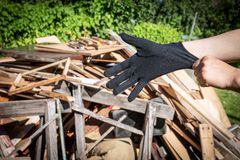 Wooden debris at the yard