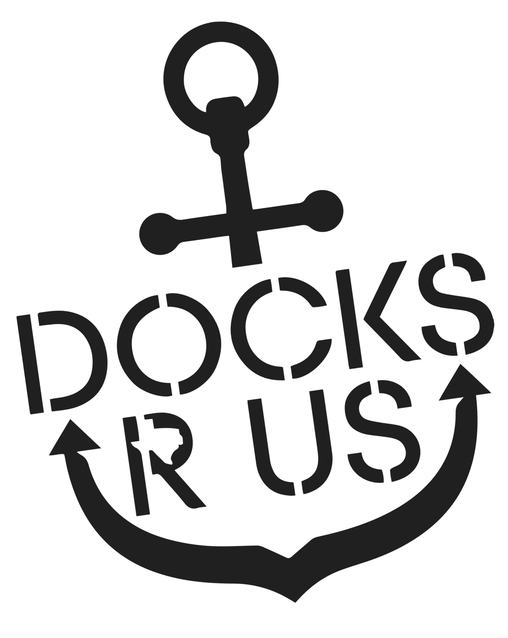 anchor logo with “DOCKS R US” text and a curved smile beneath it.