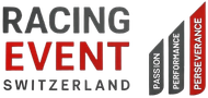 Logo : « RACING EVENT SUISSE » avec trois barres verticales portant les inscriptions « Passion », « Performance » et « Persévérance ».