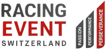 Logo : « RACING EVENT SUISSE » avec trois barres verticales portant les inscriptions « Passion », « Performance » et « Persévérance ».