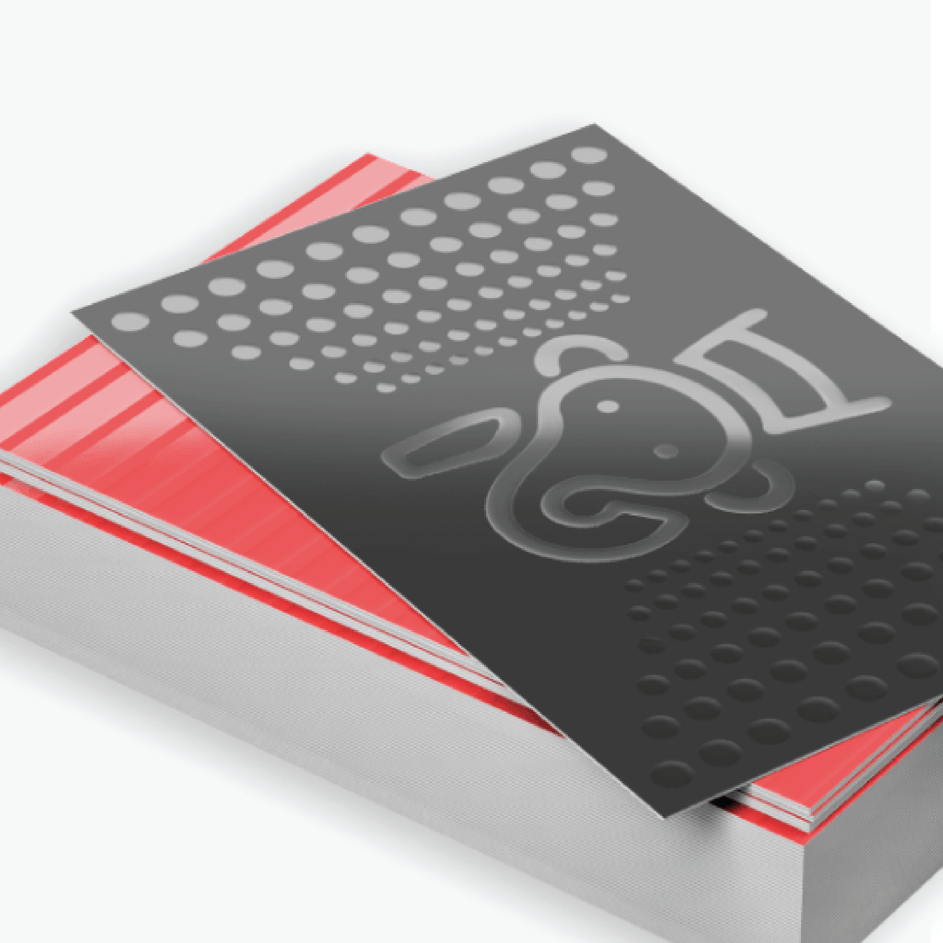 A stack of business cards with a snake on it