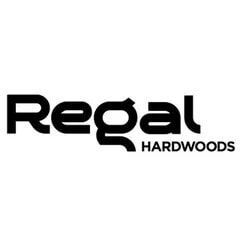 The logo for regal hardwoods is black and white.