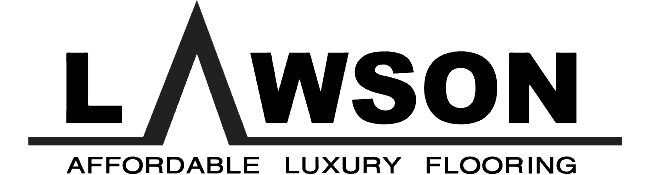The logo for lawson affordable luxury flooring is black and white.