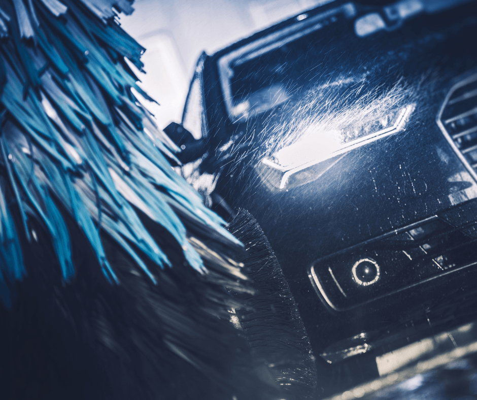 Car going through an automated car wash