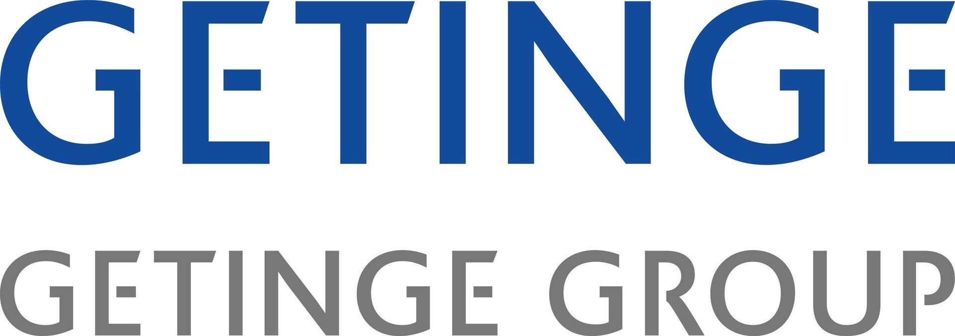 Het logo van Getinge Group in blauwe en grijze tekst op een witte achtergrond.