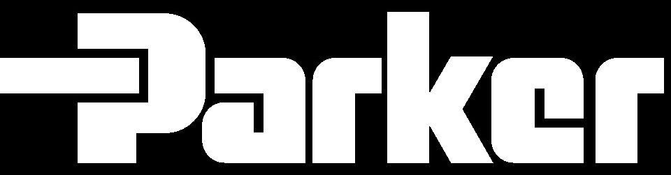 Wit Parker-logo op een zwarte achtergrond