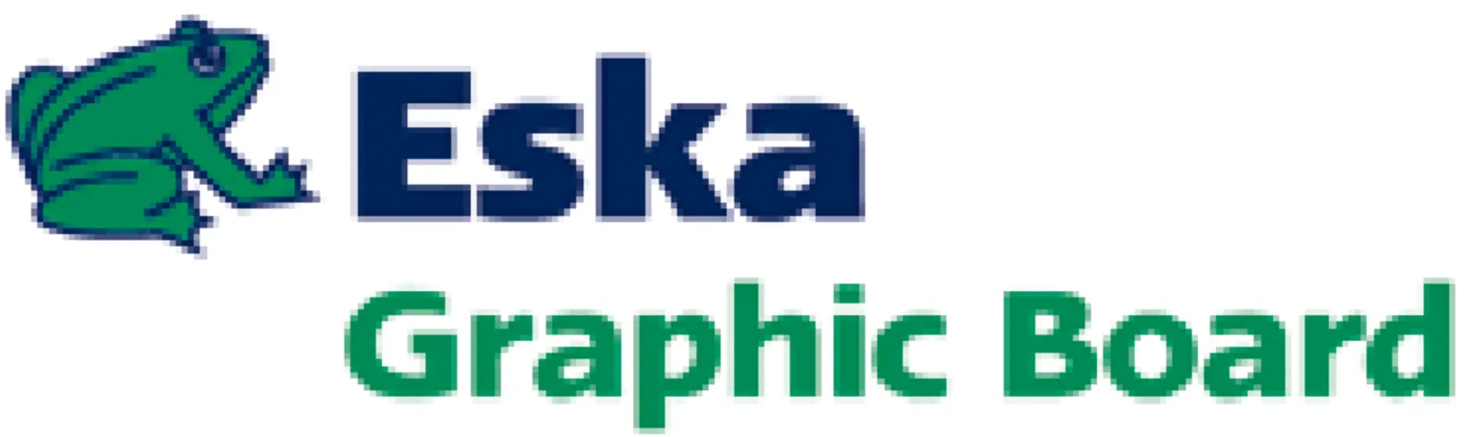 Het logo van Eska Graphic Board met een groene kikker en blauwgroene tekst.