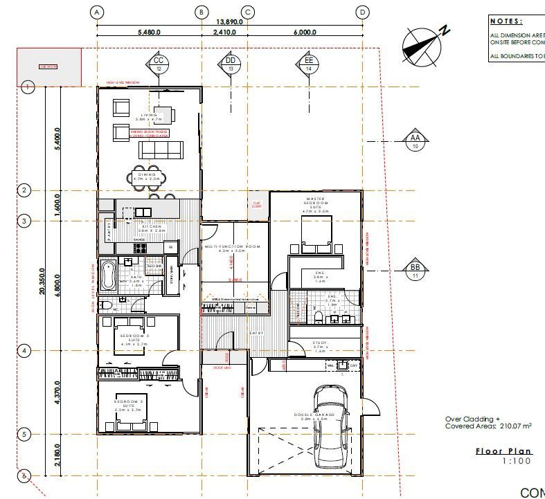 A black and white floor plan of a house with a car in the garage.