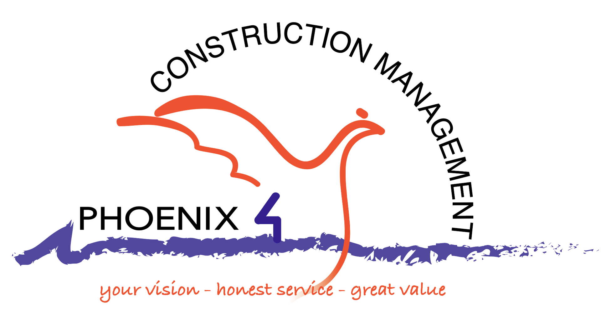 A logo for construction management phoenix 4