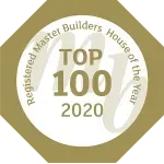 The logo for the top 100 registered master builders house of the year 2020.