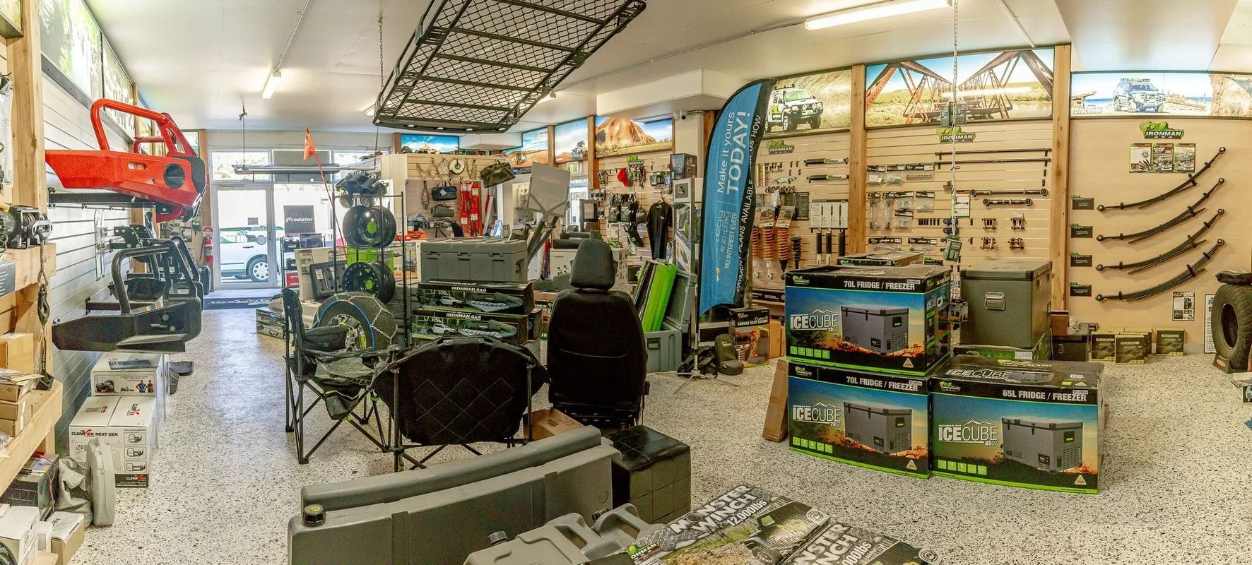 Musical Instrument Store With Drums, Guitars, Shelves, and Colourful Display Banners — Kingston 4wd and Tyres In Huntingfield, TAS
