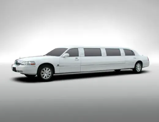 A white limousine is parked on a white background