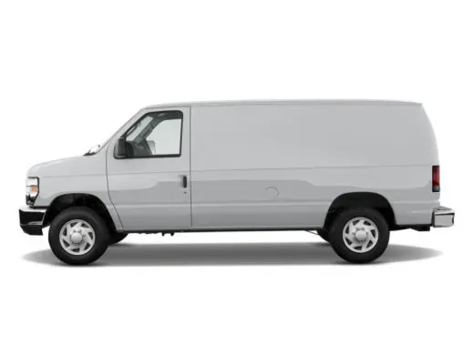 A white van is shown from the side on a white background.