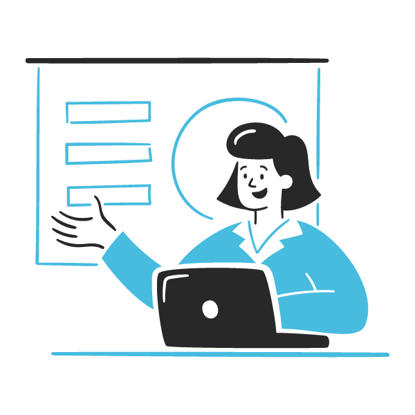 Habitat New Brunswick, Illustration of a person presenting slides on a laptop in a blue webinar-style frame
