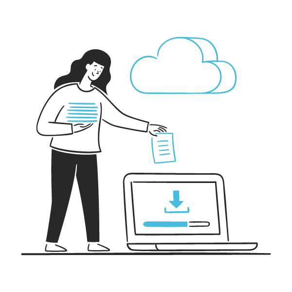 Habitat New Brunswick, Person uploading a document to a laptop with a cloud icon above it