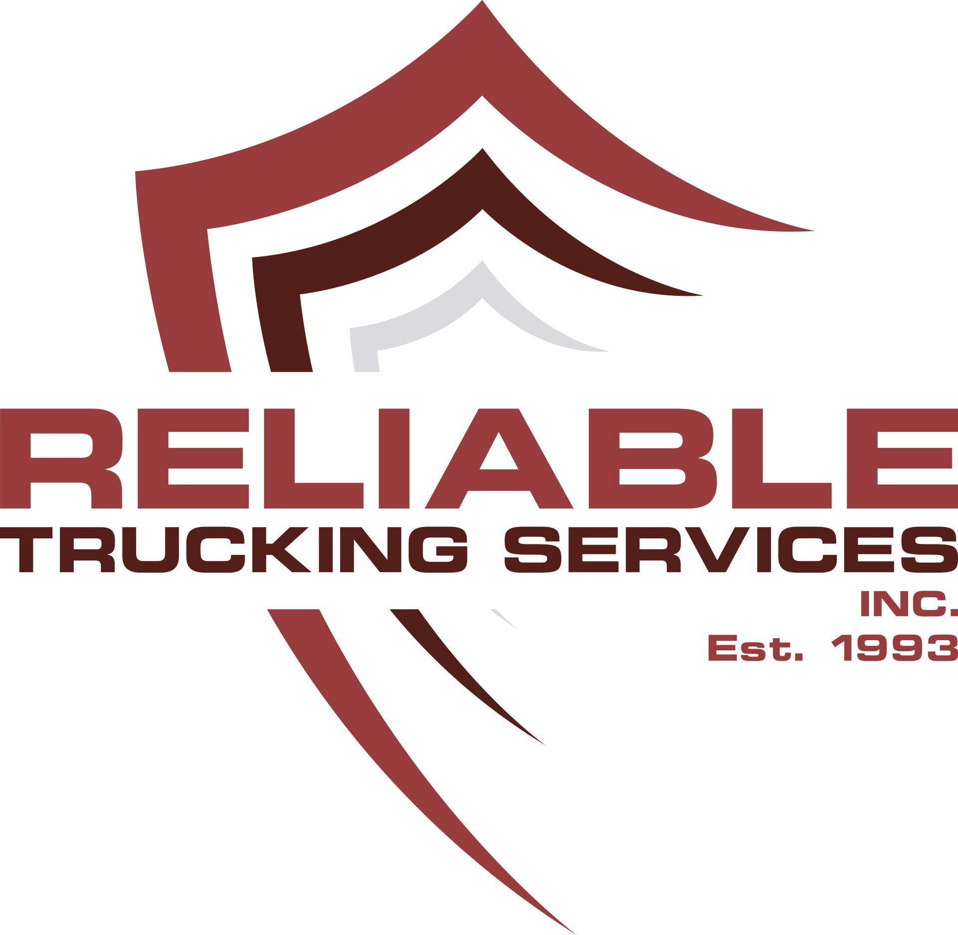 Reliable Trucking Services logo in red and brown with “Est. 1993” text
