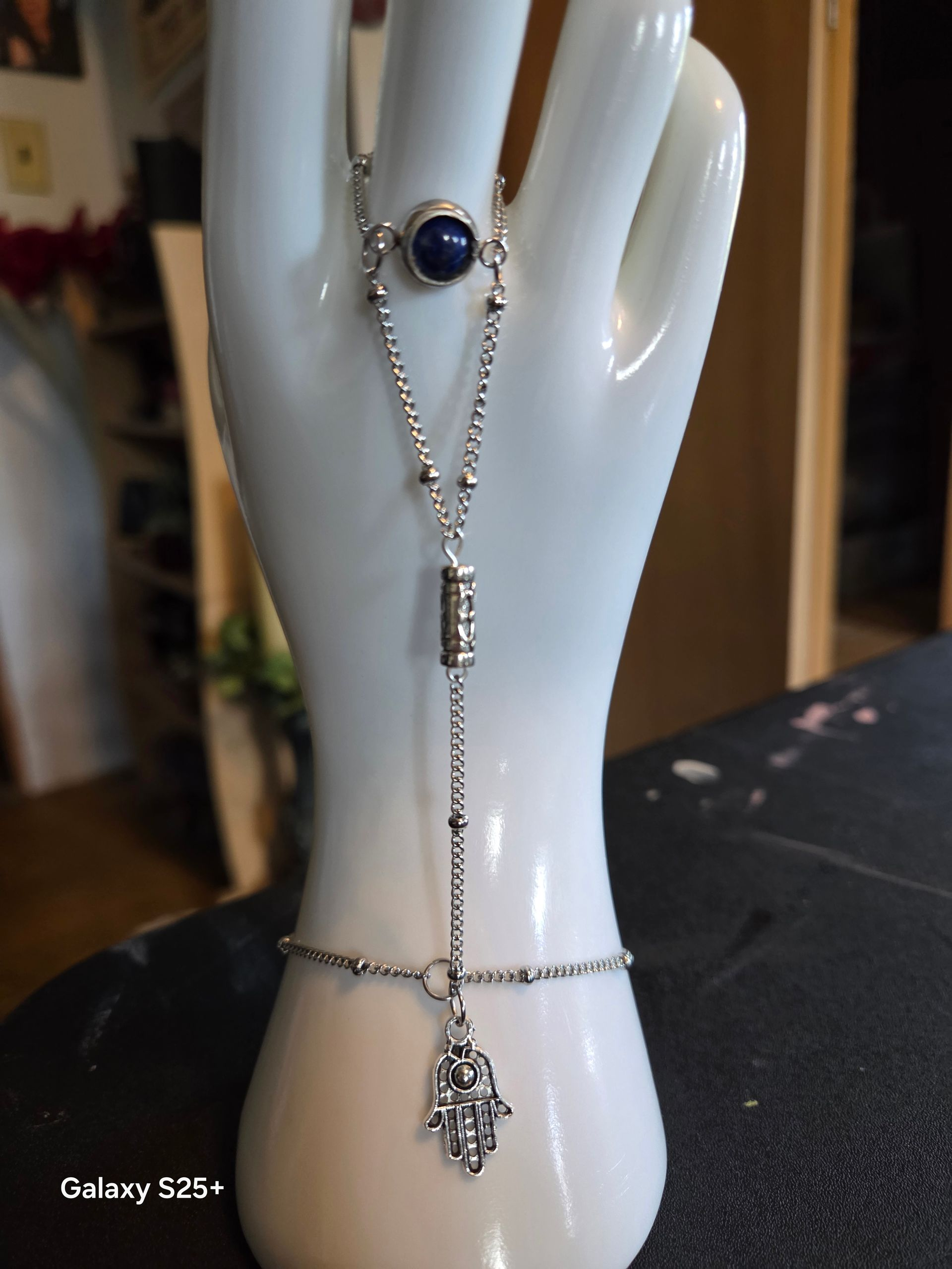 Lapis Lazuli Ring Chain Bracelet