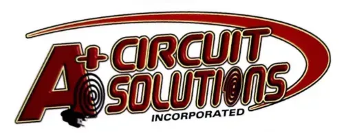 A+ Circuit Solutions Incorporated logo in red, black, and white with a sweeping oval design