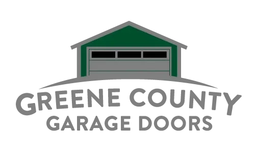 Greene County Garage Doors logo with green garage graphic and gray text