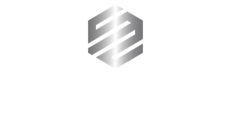 Abstract silver hexagonal logo on a white background