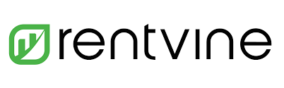 The logo for rentvine is green and black on a white background.
