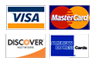 Visa, MasterCard, Discover, and American Express payment logos