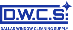 D.W.C.S. logo with blue lettering and “Dallas Window Cleaning Supply” text on white background