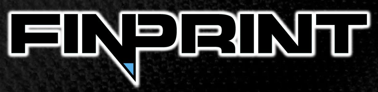 FINPRINT logo in bold white text on a black background with a blue diagonal accent
