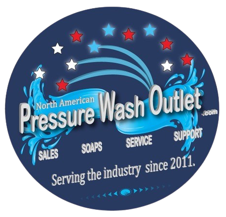 North American Pressure Wash Outlet logo with blue swooshes, stars, and