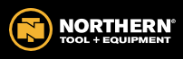 Northern Tool + Equipment logo on black background, white text with yellow icon