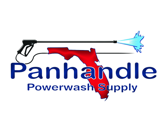 Panhandle Powerwash Supply logo with red Florida outline and blue spray wand