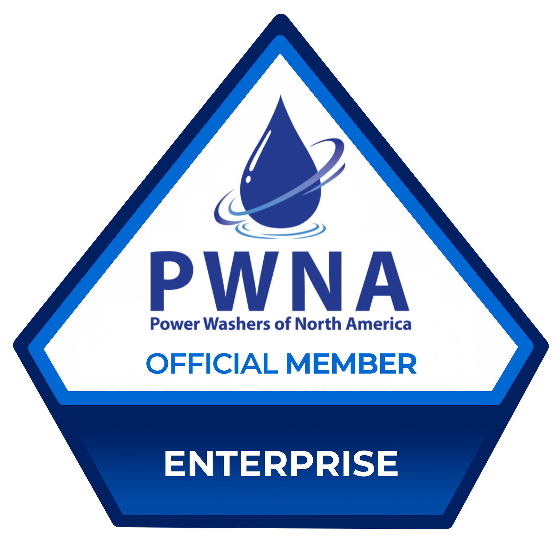 PWNA Enterprise Member logo badge in blue and white with water droplet icon