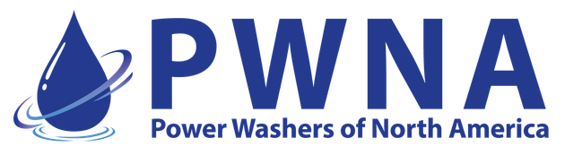 PWNA logo with blue water droplet and text “Power Washers of North America”