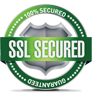 Green and white SSL secured badge with circular seal and lock icon