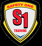 Safety One S1 Training shield logo in red, yellow, black, and white